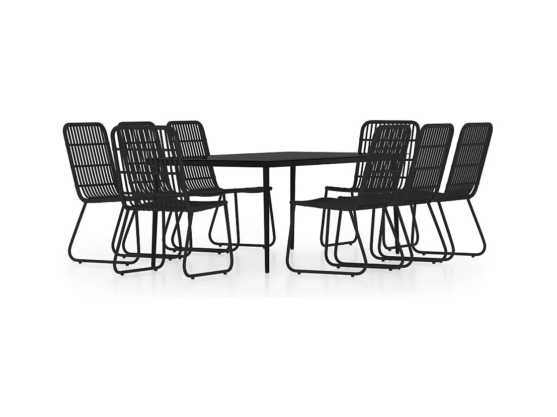 María Patricia  Ensemble à manger de jardin 9 pcs Noir