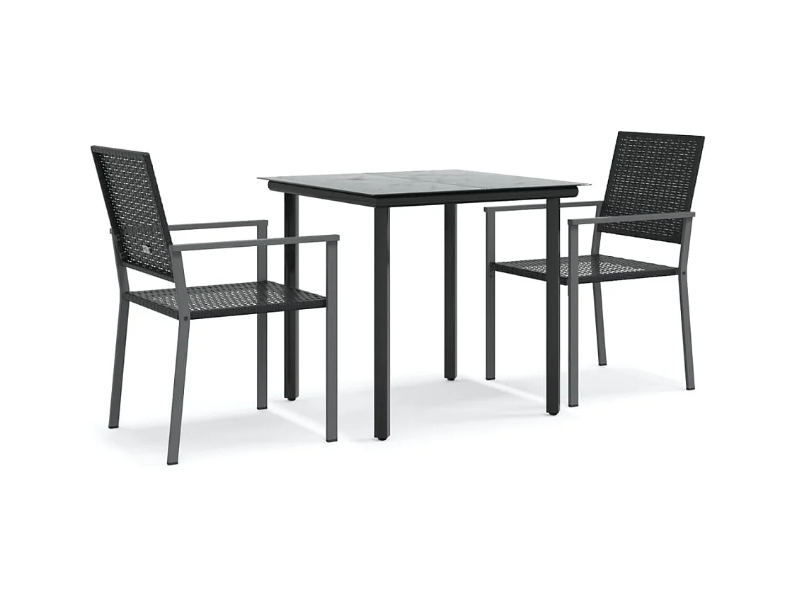 Timothy Scott  Ensemble à manger de jardin 3 pcs résine tressée acier