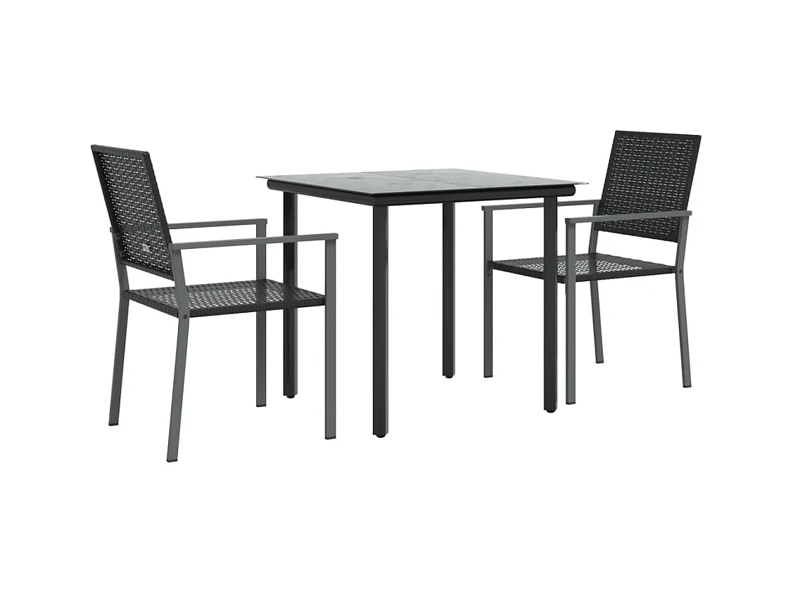 Timothy Scott  Ensemble à manger de jardin 3 pcs résine tressée acier