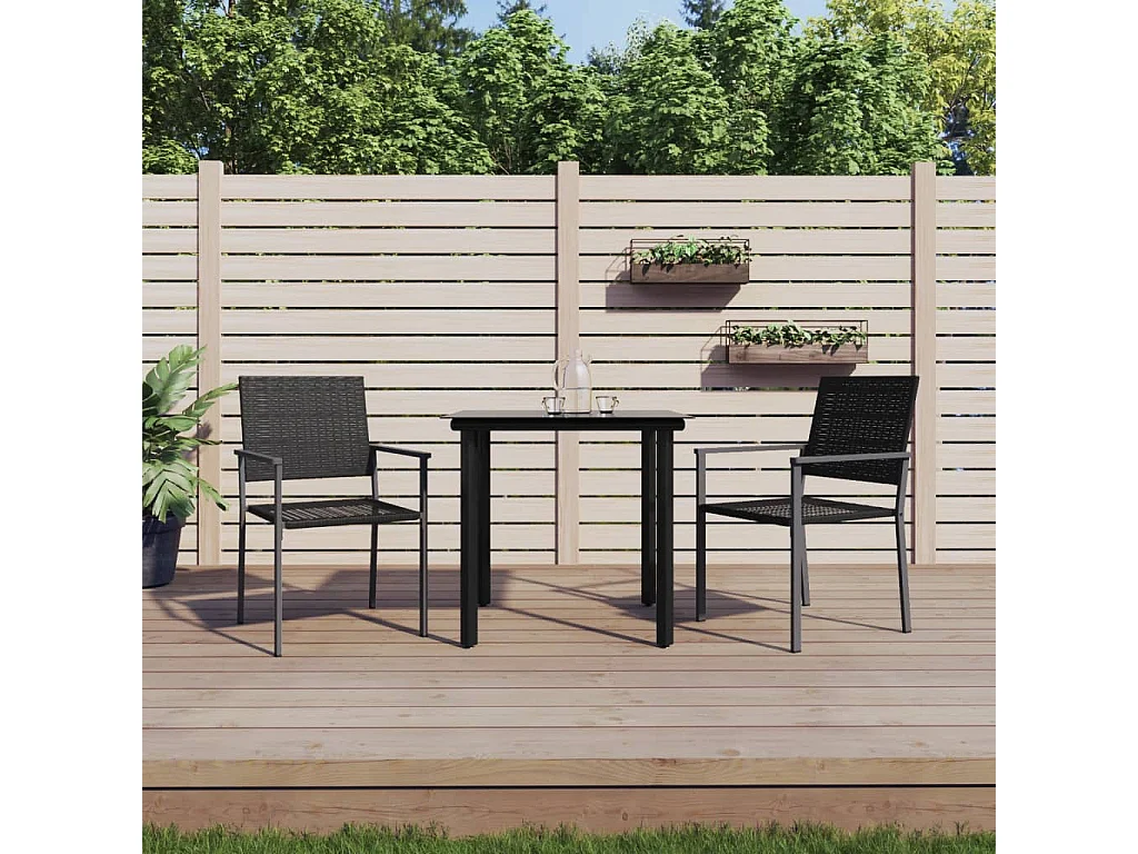 Timothy Scott  Ensemble à manger de jardin 3 pcs résine tressée acier