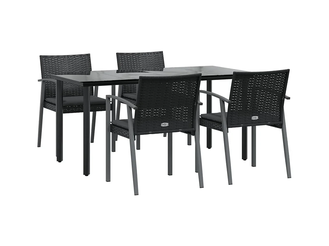 Ephrata  Ensemble à manger de jardin 5 pcs coussins résine tressée acier