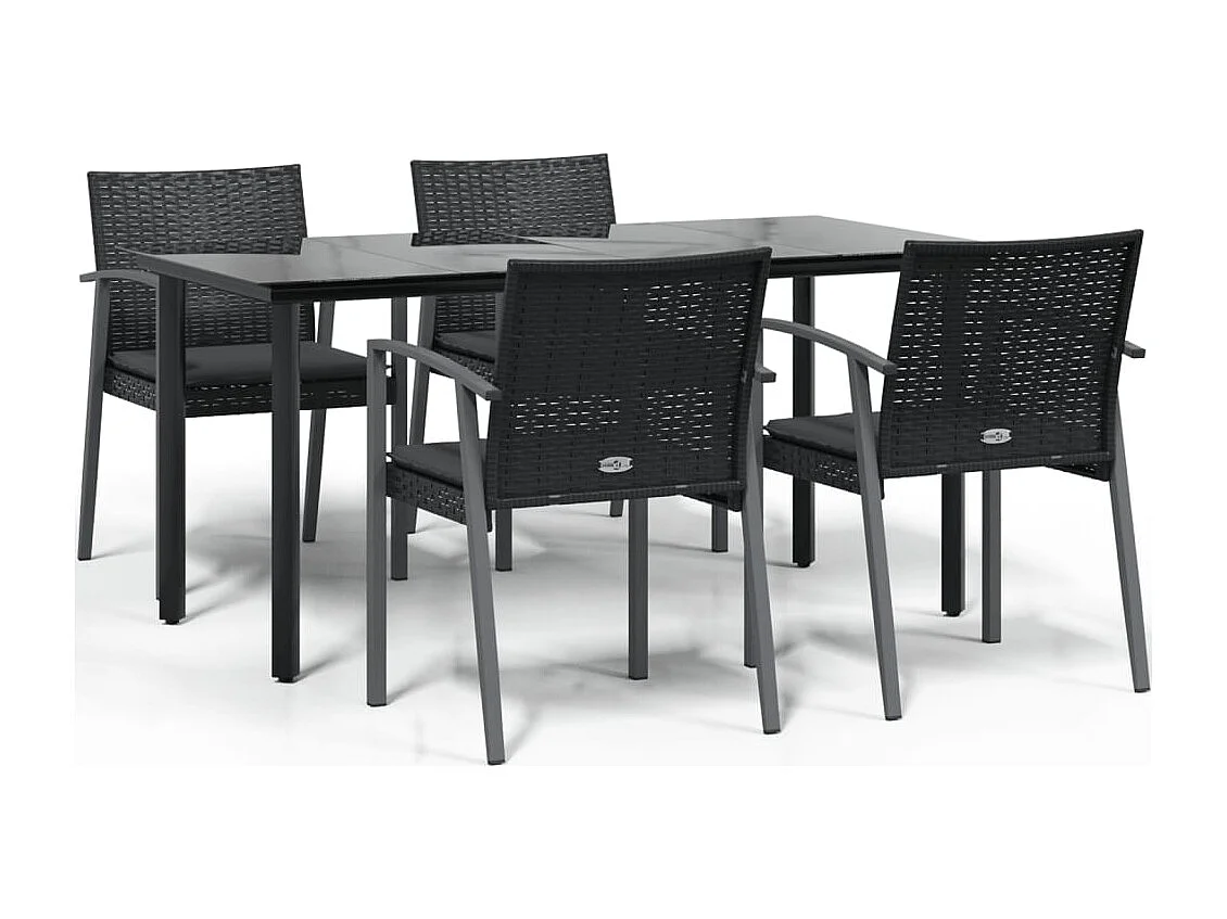 Ephrata  Ensemble à manger de jardin 5 pcs coussins résine tressée acier