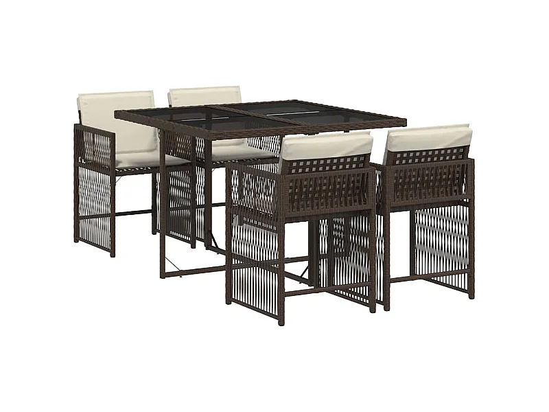 Jeffersontown  5-delige Tuinset met kussens poly rattan bruin