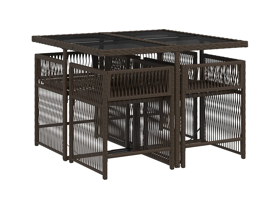 Jeffersontown  5-delige Tuinset met kussens poly rattan bruin