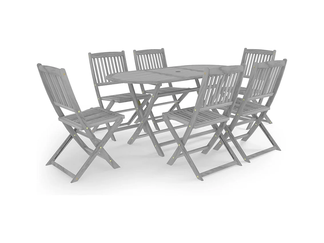 Hyral  7-delige Tuinset massief acaciahout grijs