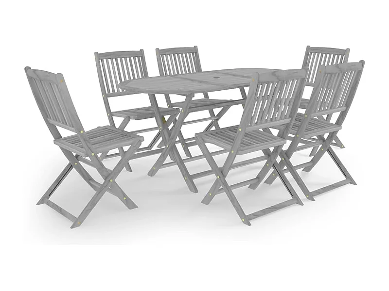 Hyral  7-delige Tuinset massief acaciahout grijs