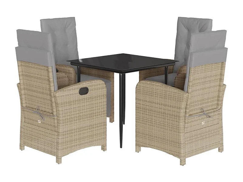 Tristan  5-delige Tuinset met kussens poly rattan gemengd beige