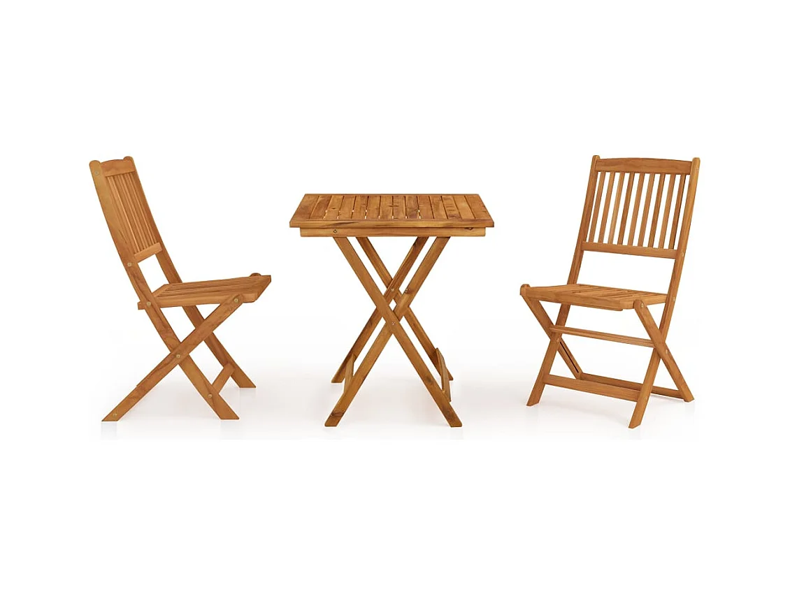 Aghaboe  Ensemble à manger de jardin pliable 3 pcs Bois d'acacia solide