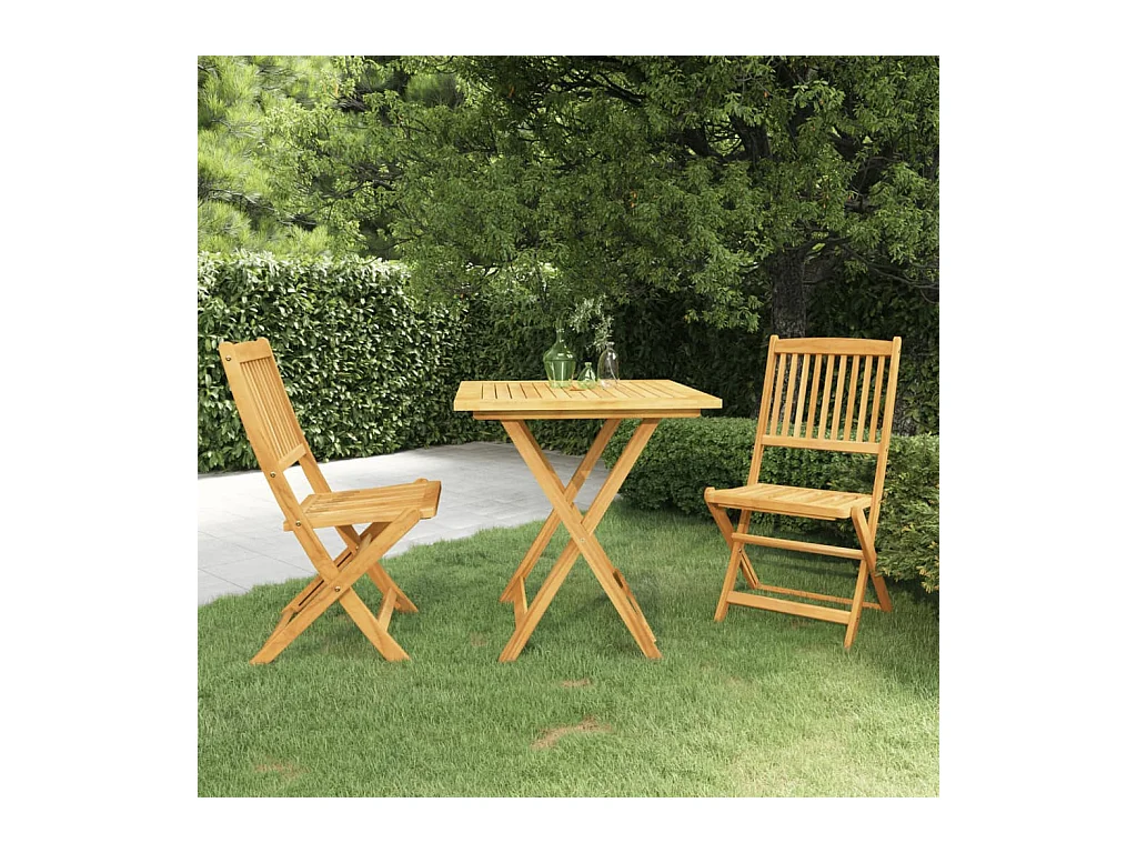 Aghaboe  Ensemble à manger de jardin pliable 3 pcs Bois d'acacia solide