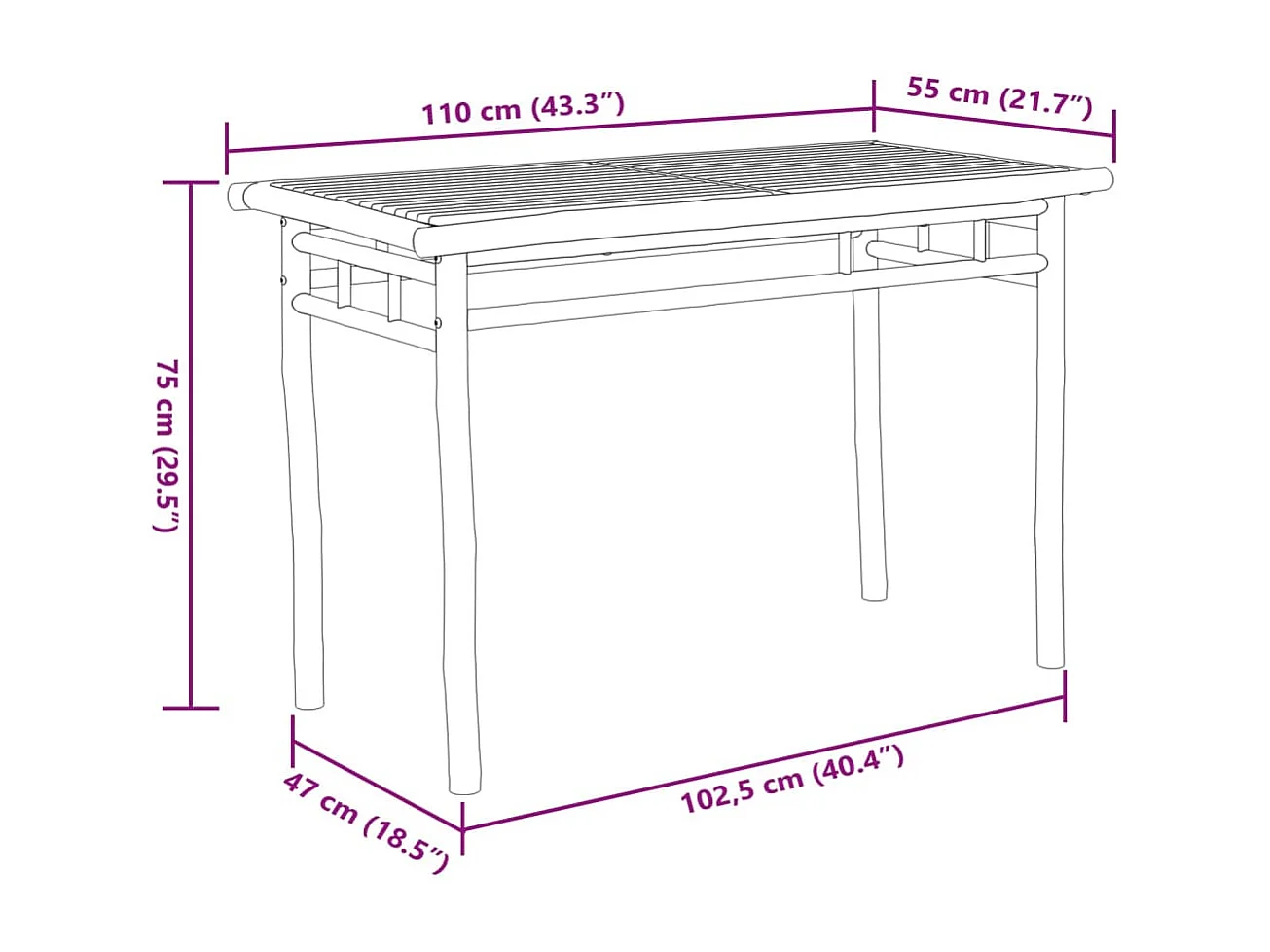 Garden Furniture -  Ensemble à manger de jardin 5 pcs bambou