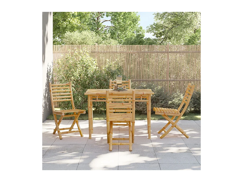Garden Furniture -  Juego de comedor de jardín 5 piezas bambú