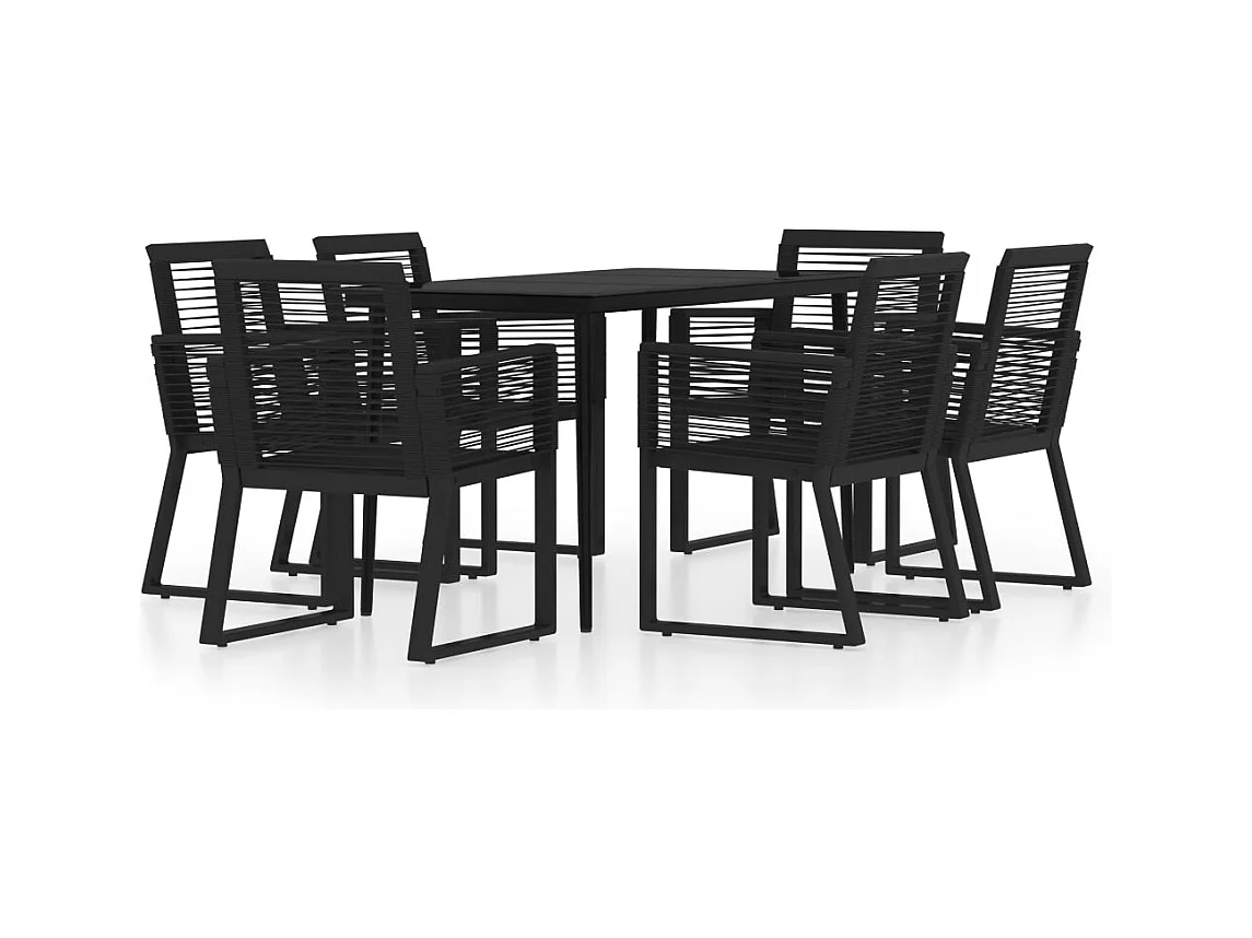 Wenlin  Ensemble à manger de jardin 7 pcs Noir