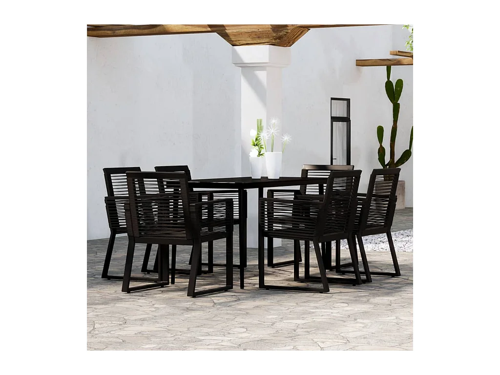 Wenlin  Ensemble à manger de jardin 7 pcs Noir