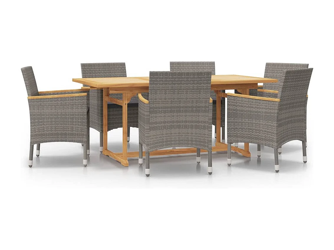 Garden Furniture -  Ensemble à manger de jardin 7 pcs avec coussins Gris