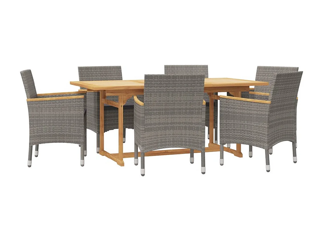 Garden Furniture -  Ensemble à manger de jardin 7 pcs avec coussins Gris