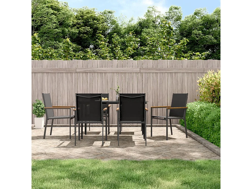 Varlen  7-delige Tuinset textileen en staal zwart
