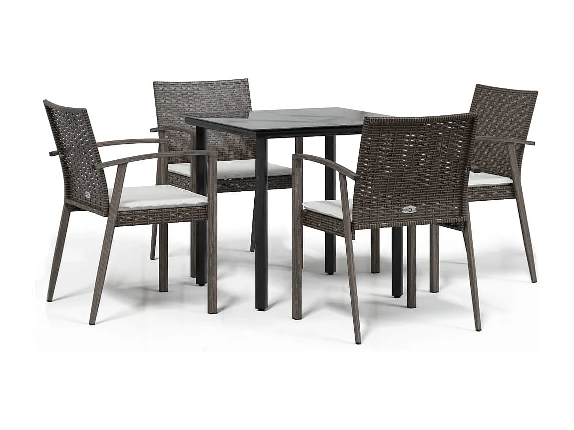 Ephrata  Ensemble à manger de jardin 5 pcs coussins résine tressée acier