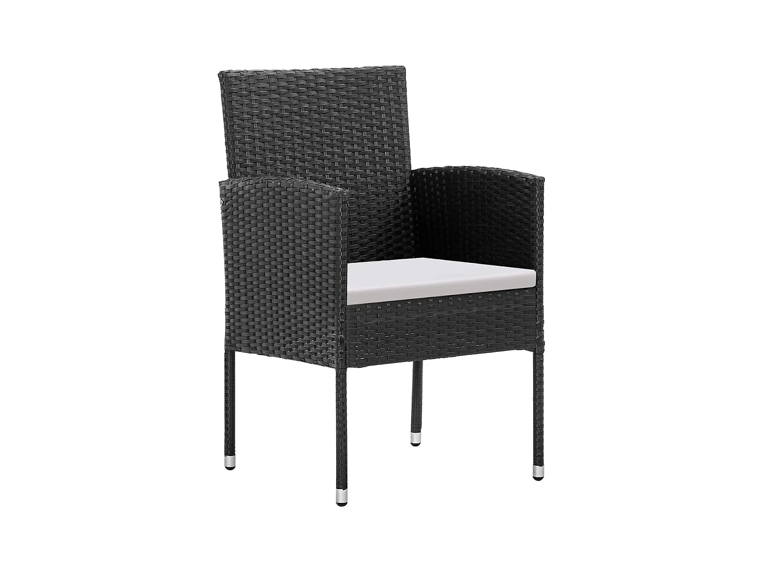 Lara  Ensemble à manger de jardin coussins 5pcs Noir Résine tressée