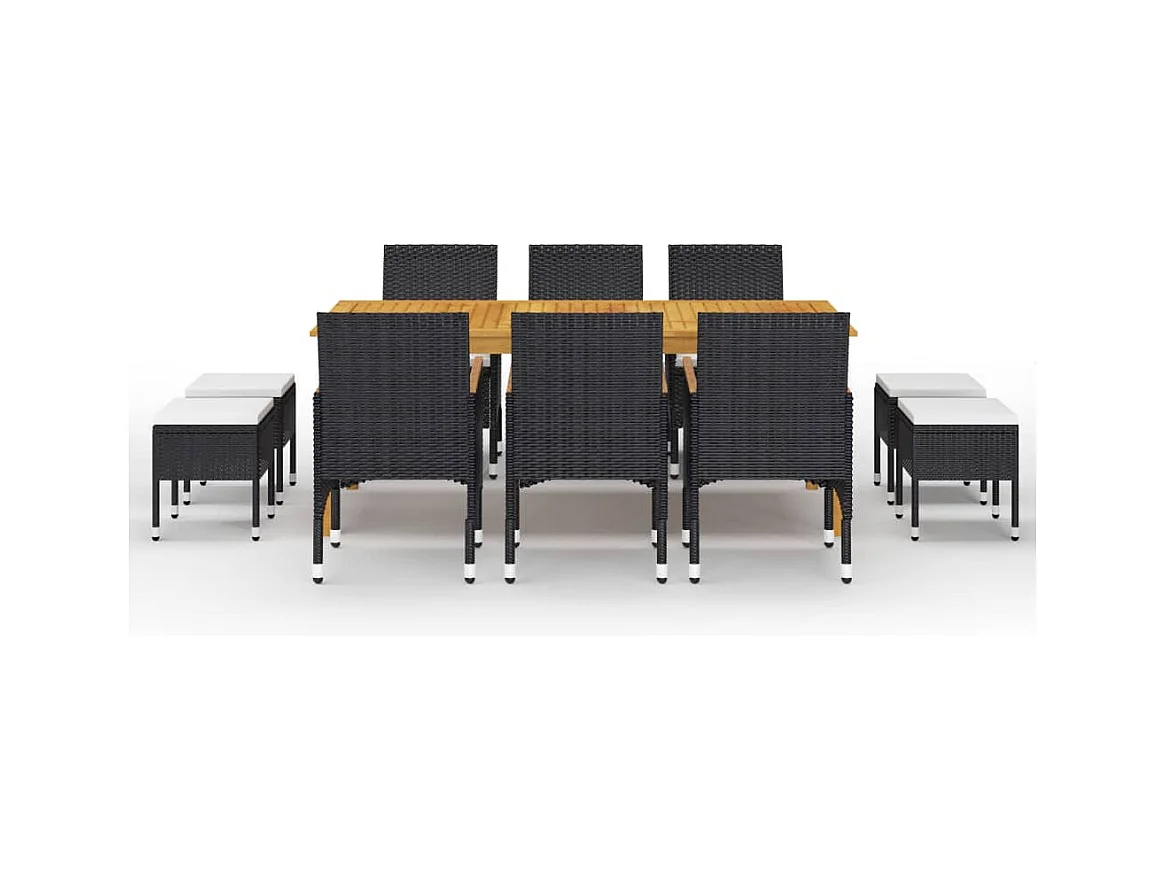 Bas  Ensemble à manger de jardin 11 pcs Noir