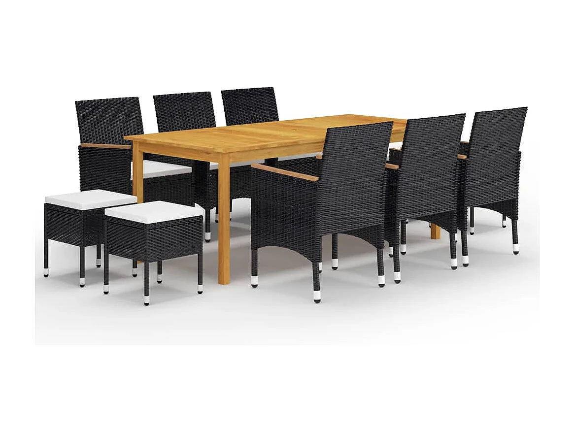 Bas  Ensemble à manger de jardin 11 pcs Noir