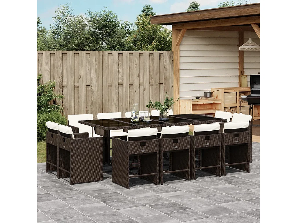 An Daingean  13-delige Tuinset met kussens poly rattan bruin