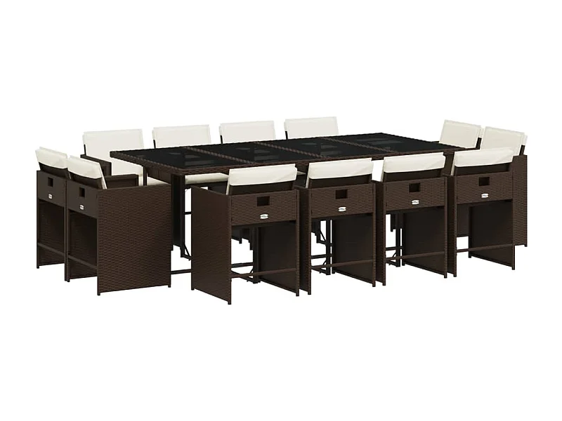An Daingean  13-delige Tuinset met kussens poly rattan bruin