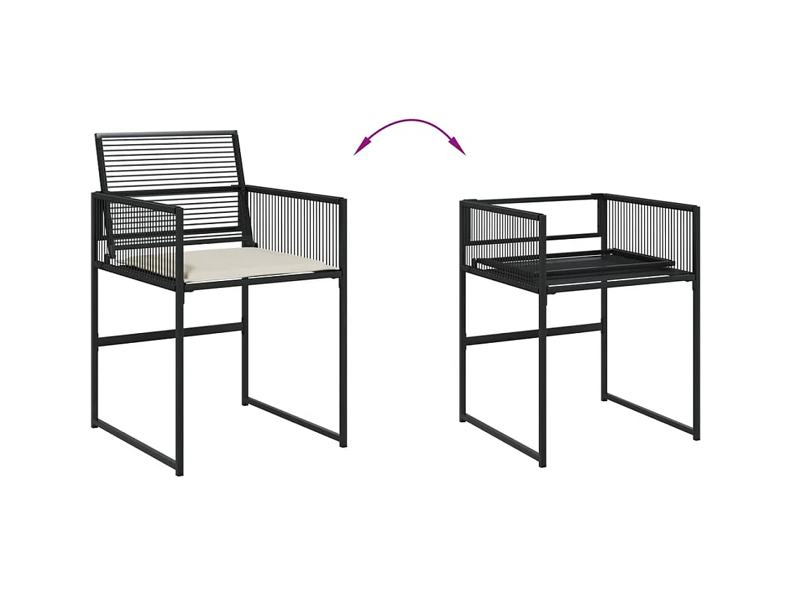 Robert-Luc  Set de comedor de jardín 7 pzas y cojines ratán sintético negro
