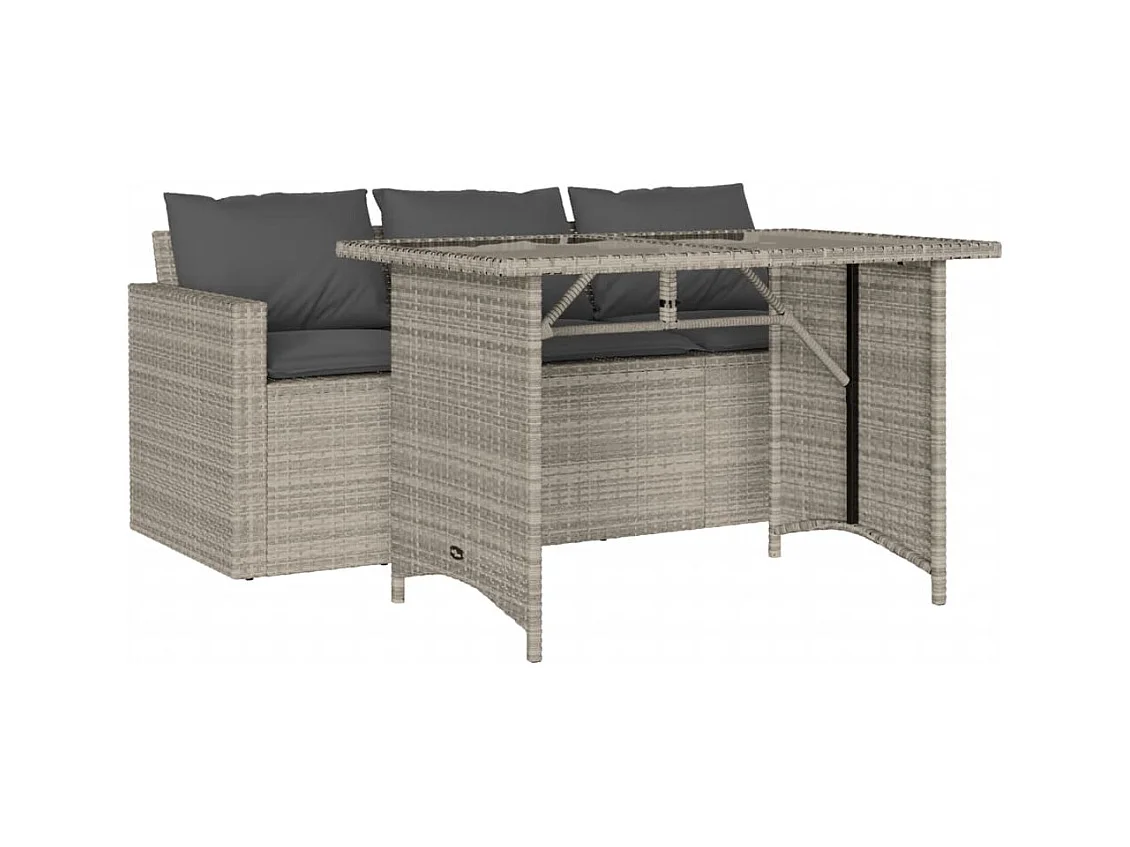 Jornar  2-delige Tuinset met kussens poly rattan lichtgrijs