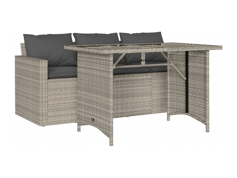 Jornar  2-delige Tuinset met kussens poly rattan lichtgrijs