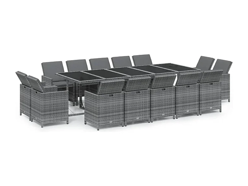 Niek  15-delige Tuinset met kussens poly rattan grijs