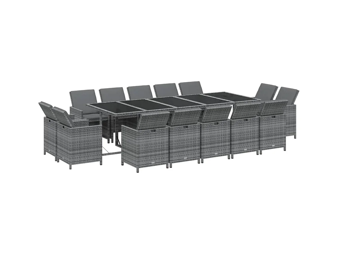 Niek  15-delige Tuinset met kussens poly rattan grijs