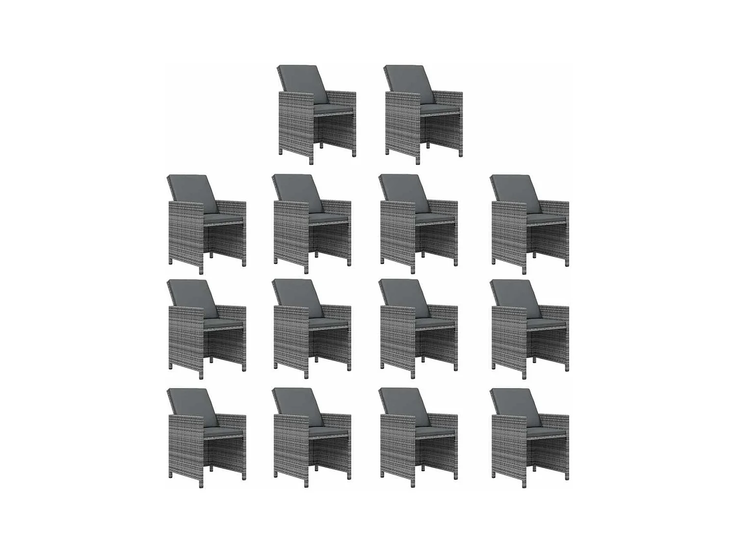 Niek  15-delige Tuinset met kussens poly rattan grijs