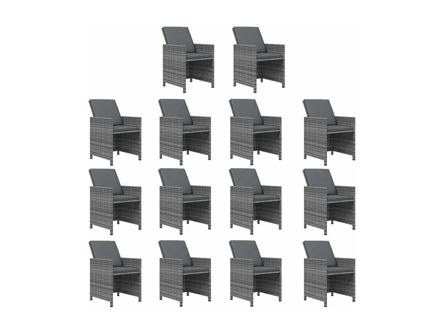 Niek  Set comedor jardín 15 pzas y cojines ratán sintético gris