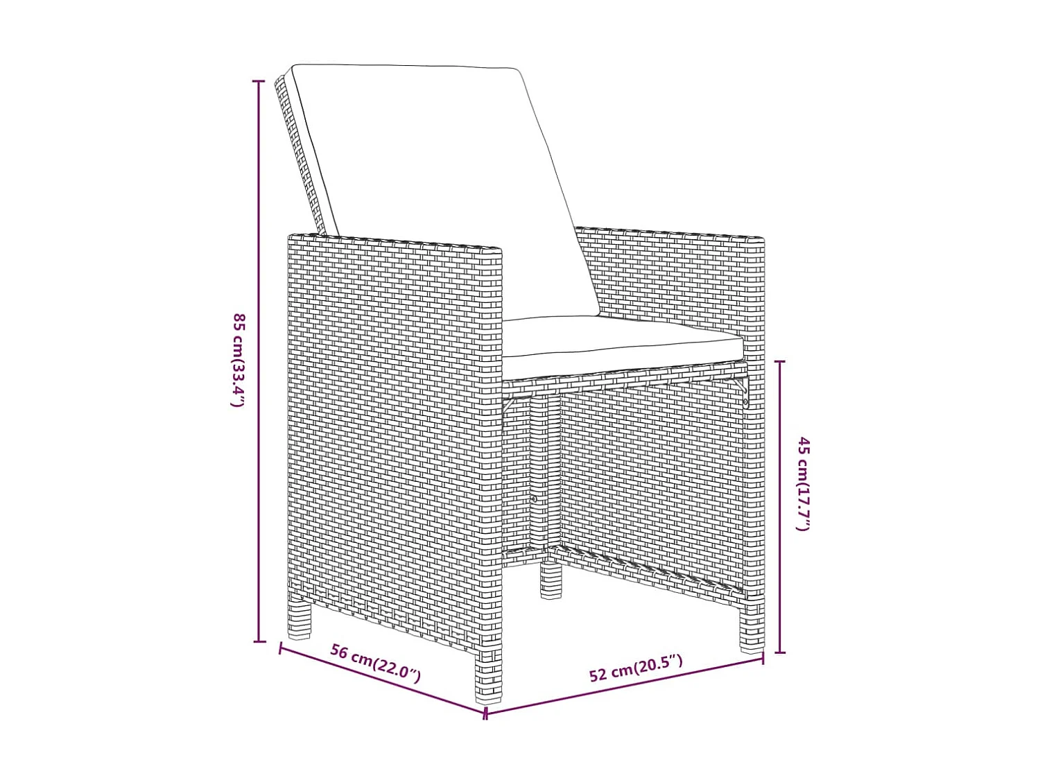 Niek  Set comedor jardín 15 pzas y cojines ratán sintético gris