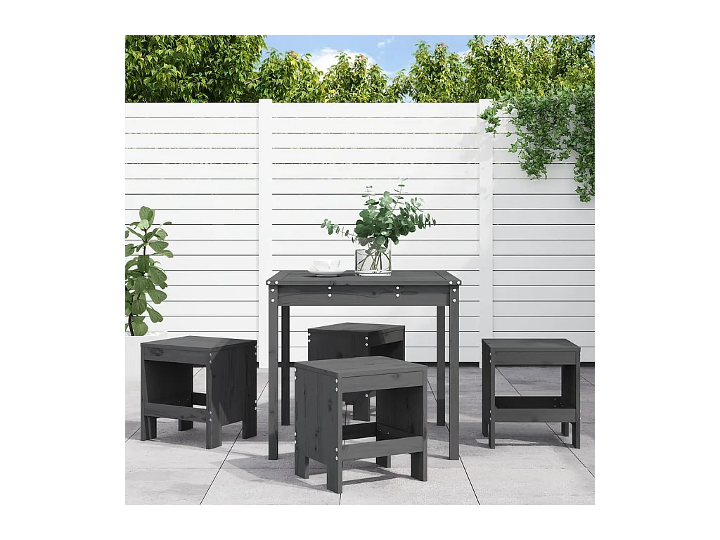 Vienna  Ensemble à manger de jardin 5pcs gris bois massif de pin