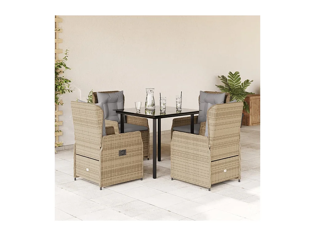 Garden Furniture -  5-delige Tuinset met kussens poly rattan beige