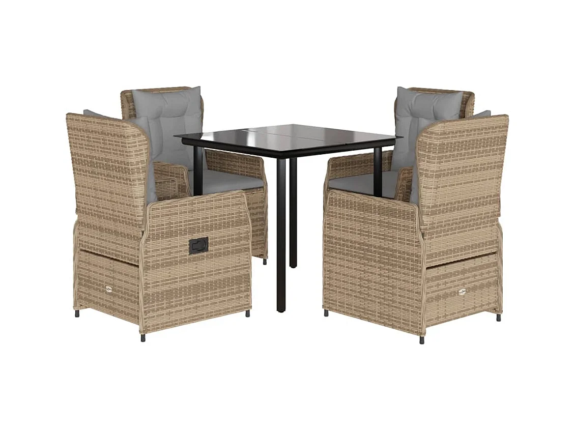 Garden Furniture -  5-delige Tuinset met kussens poly rattan beige