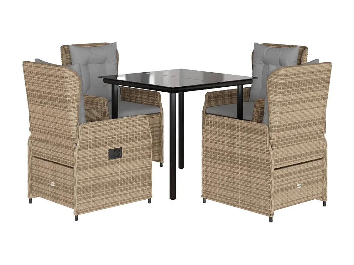 Garden Furniture -  5-delige Tuinset met kussens poly rattan beige