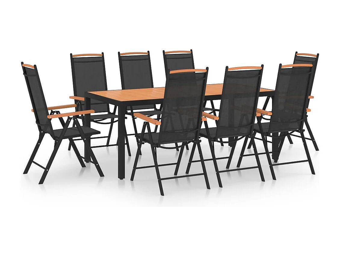 Bryson  Ensemble à manger de jardin 9 pcs aluminium noir