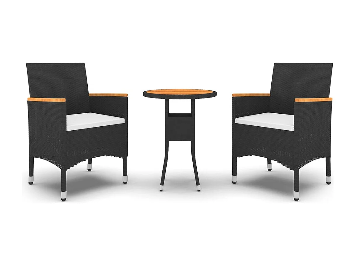 Castle Hills  Ensemble à manger de jardin 3 pcs Résine tressée Noir