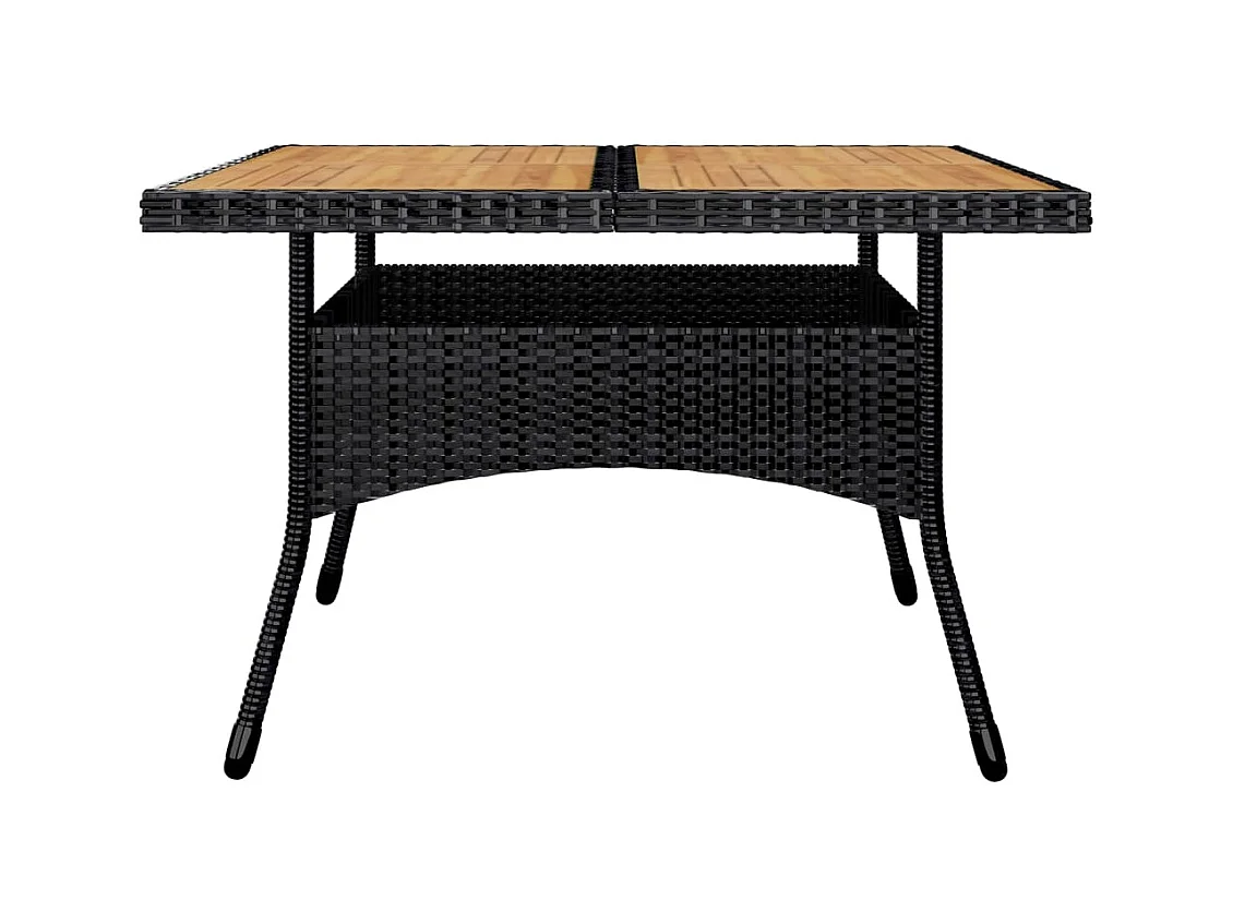 Løgumkloster  Set de comedor de jardín 9 pzas ratán PE y madera acacia negro