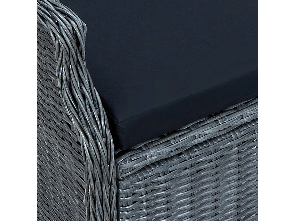 Kalren  Ensemble à manger 9 pcs avec coussins résine tressée gris foncé