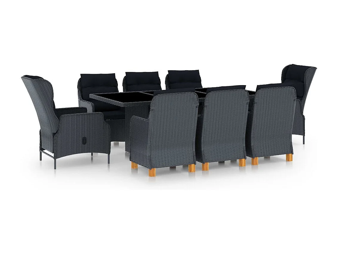 Kalren  9-delige Tuinset met kussens poly rattan donkergrijs