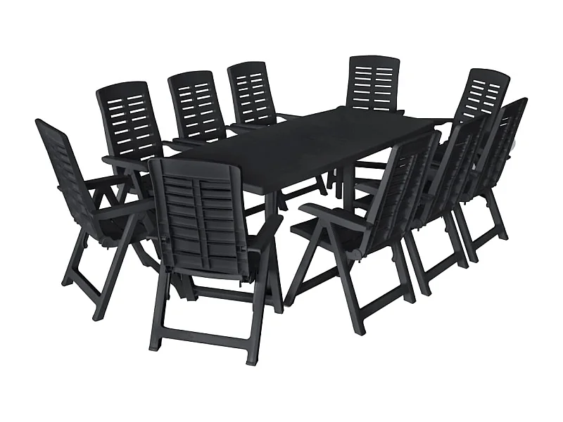Garden Furniture -  Conjunto de comedor de jardín 11 piezas plástico gris antracita