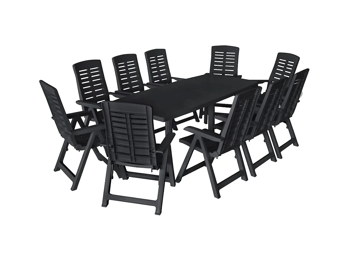 Garden Furniture -  Ensemble à manger d'extérieur 11 pcs Plastique Anthracite