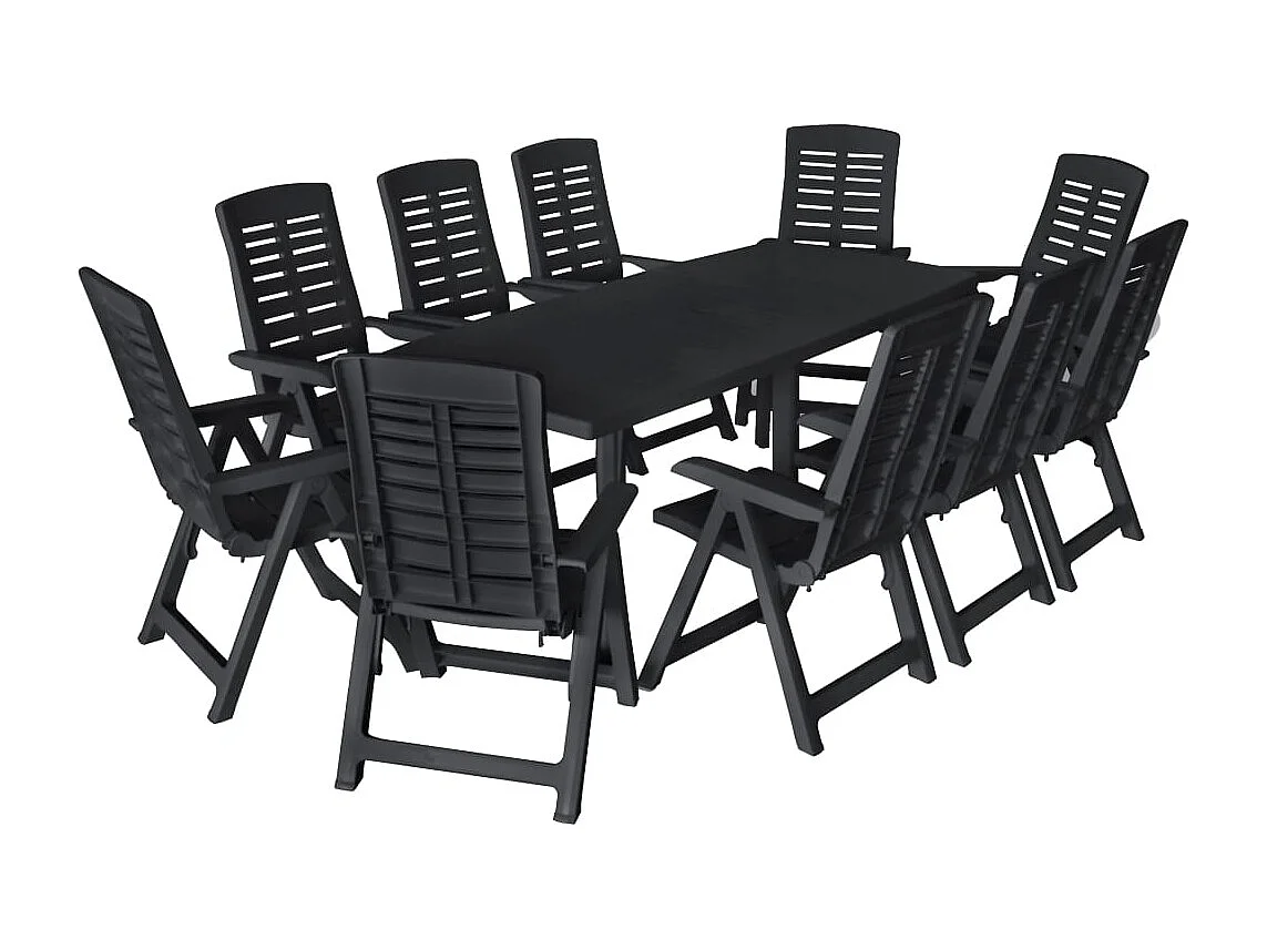 Garden Furniture -  Ensemble à manger d'extérieur 11 pcs Plastique Anthracite