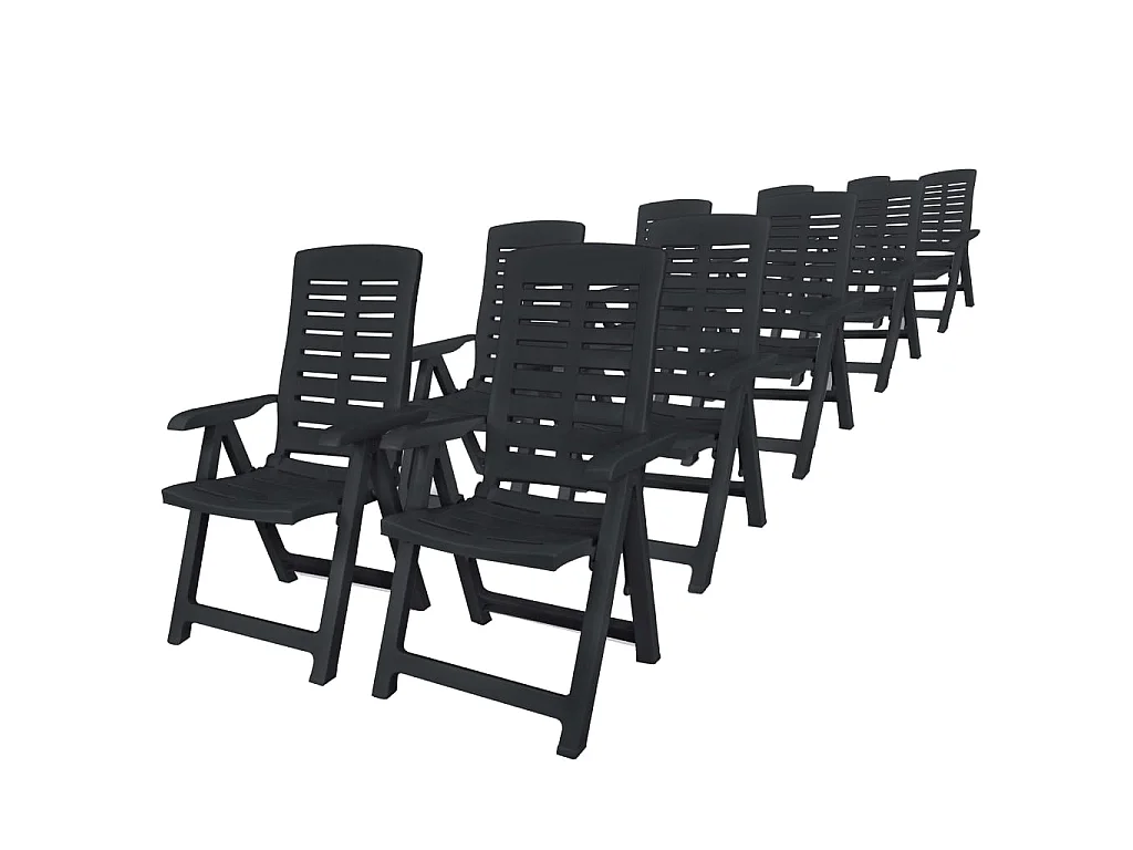 Garden Furniture -  Ensemble à manger d'extérieur 11 pcs Plastique Anthracite