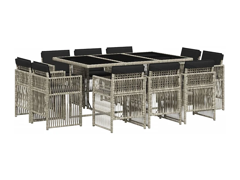 Steenbergen  11-delige Tuinset met kussens poly rattan lichtgrijs