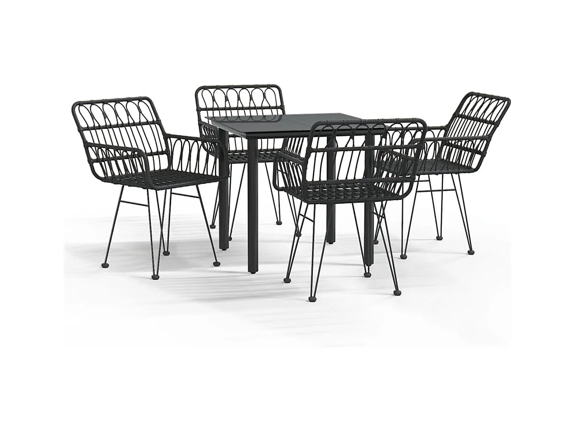 Francisca  Juego de comedor de jardín 5 piezas ratán sintético negro