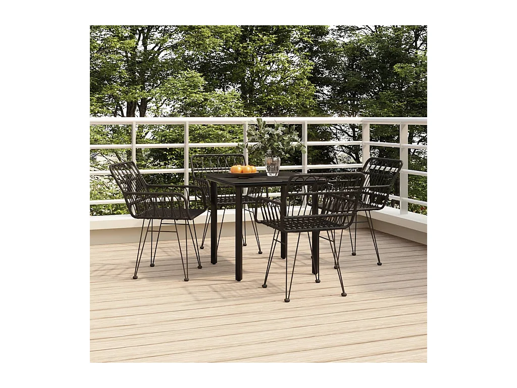 Francisca  Juego de comedor de jardín 5 piezas ratán sintético negro